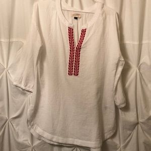 White and red blouse